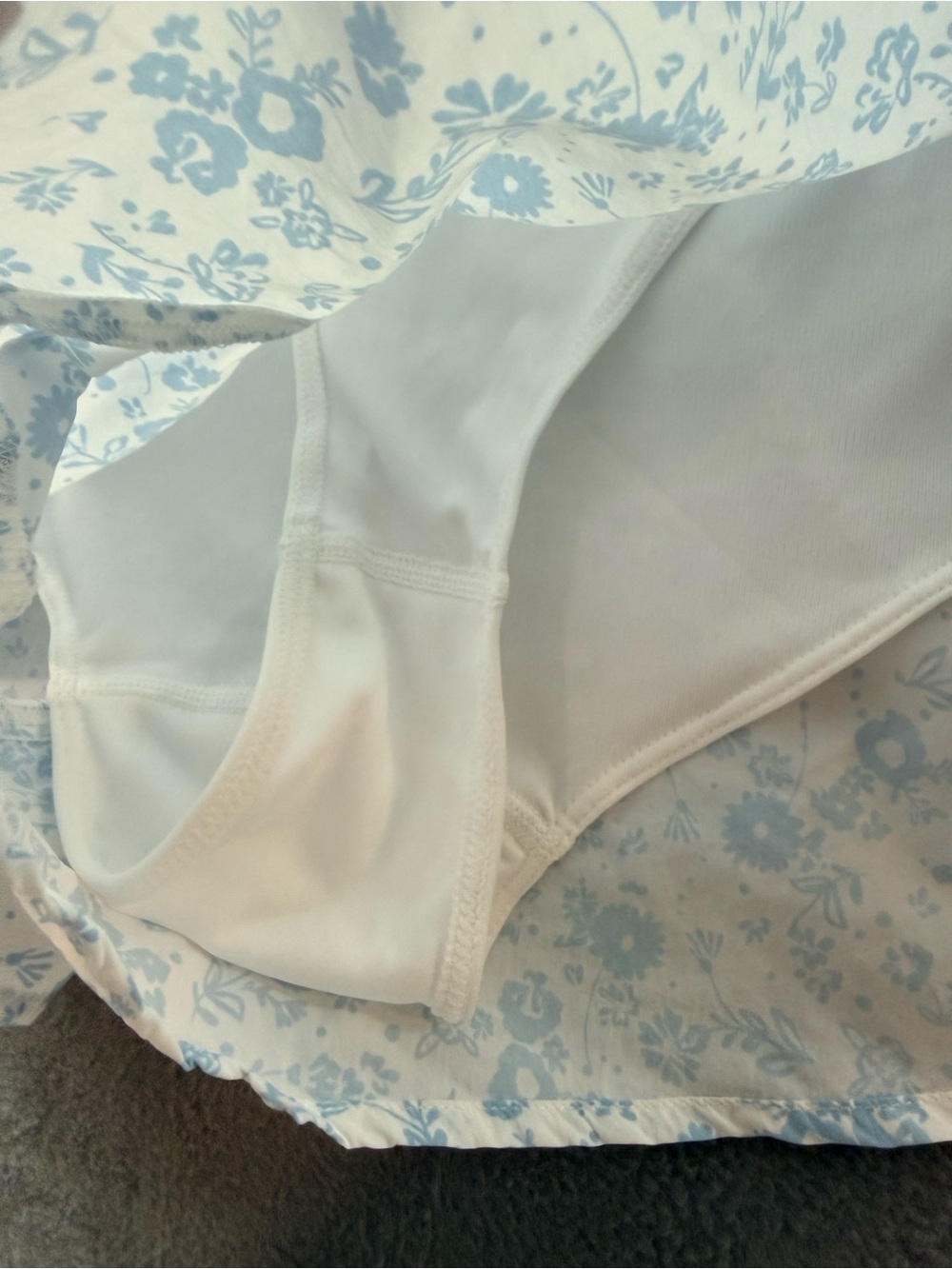 JoyLab - Light Blue Floral on White Athletic Shorts with Blue Lace Trim - Picture 7 of 11